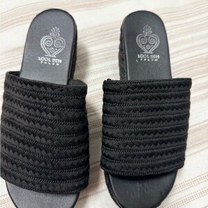 Lool Beh Black Braided Slide Sandals